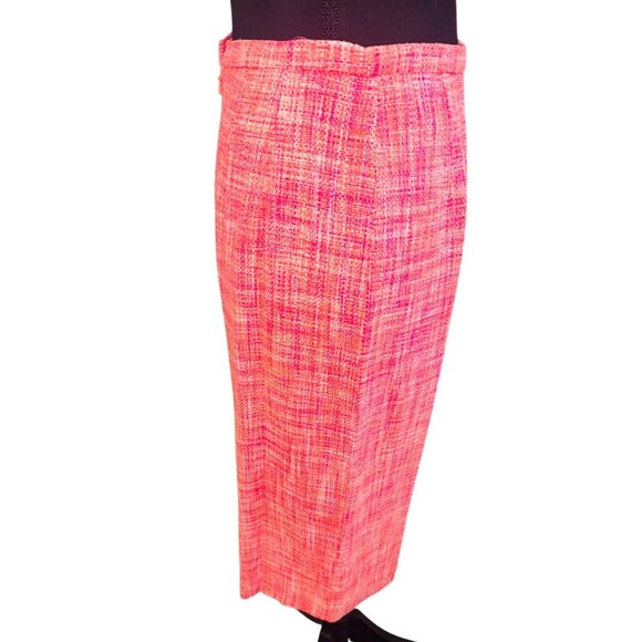 NWT Talbots 100% Silk Bright Pink Tweed Pencil Skirt Office Siren Business wear - Picture 4 of 9